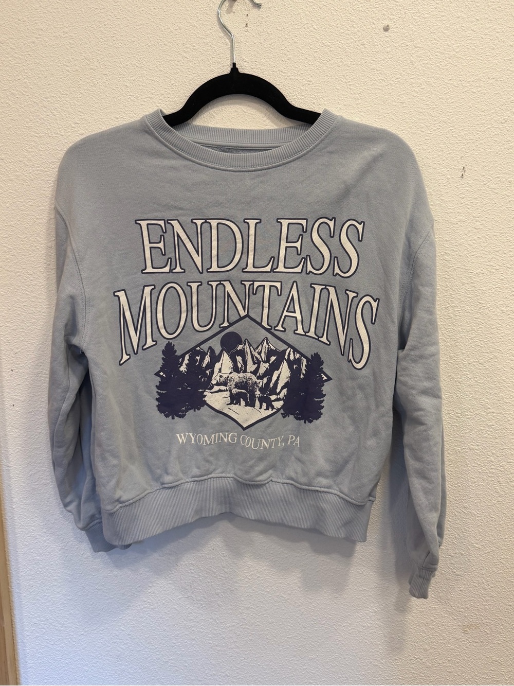 Zara Light Blue 'Endless Mountains' Graphic Sweatshirt